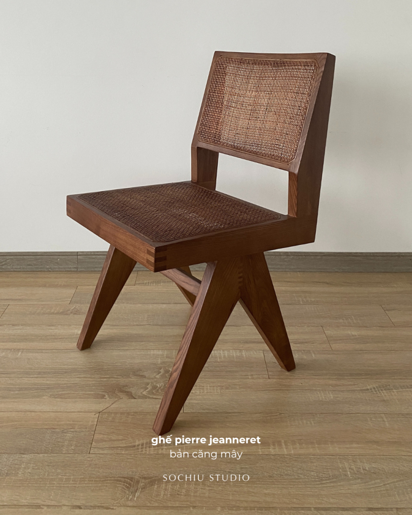 Rattan Pierre Jeanneret Dining Chair – ghế gỗ Sochiu Studio