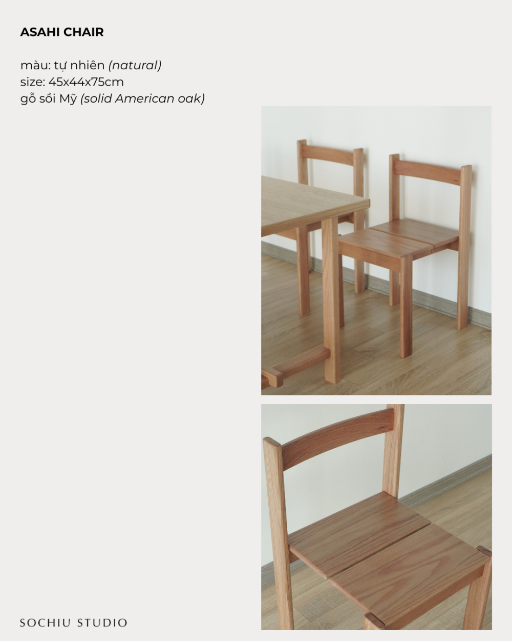 Asahi Dining Chair – ghế gỗ Sochiu Studio