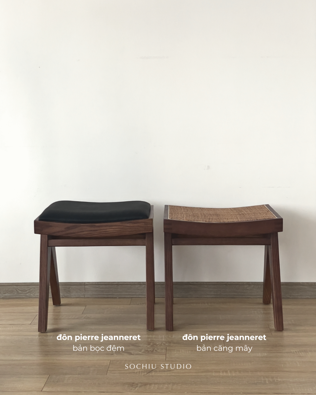 Pierre Jeanneret Stool – ghế gỗ Sochiu Studio