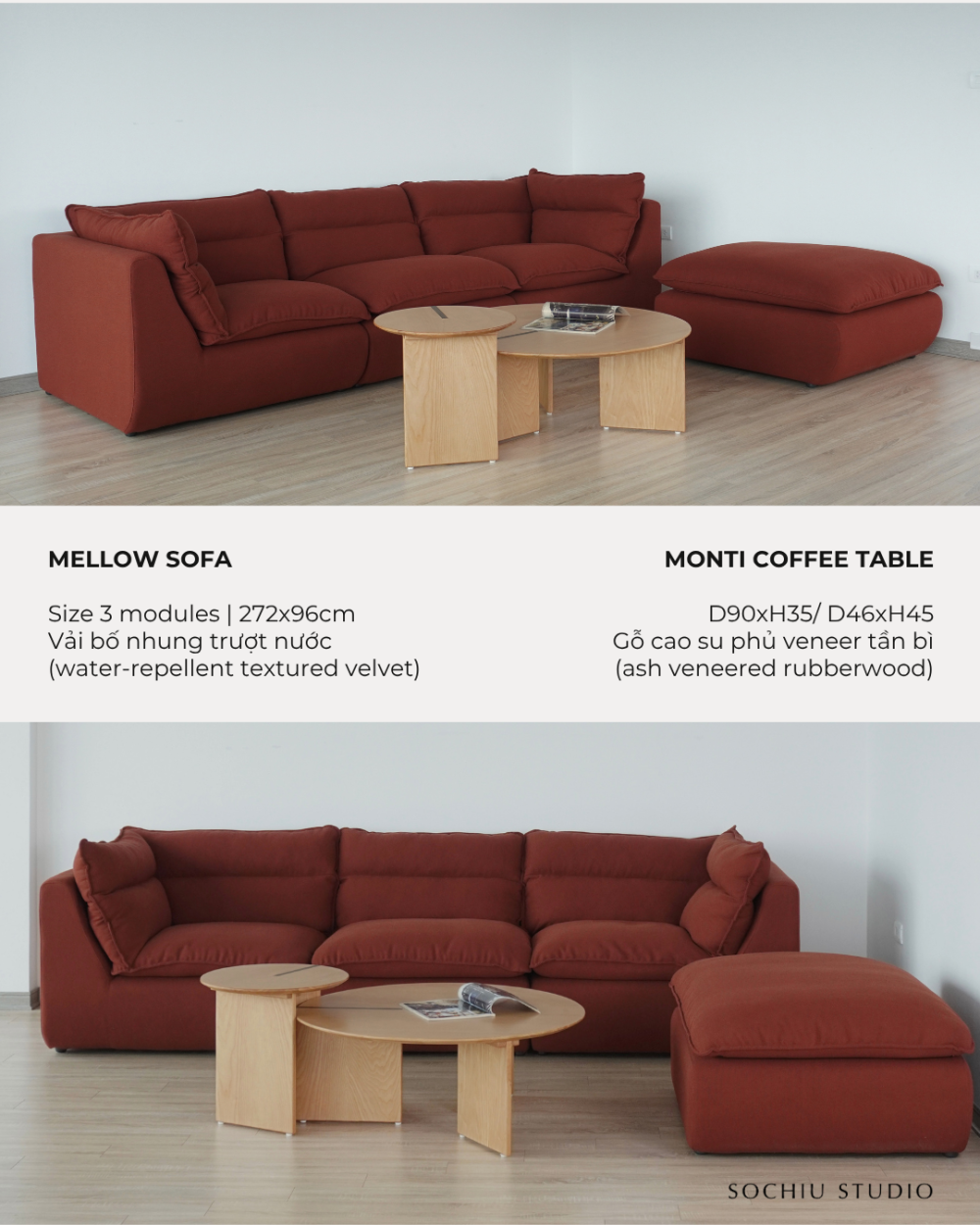 Monti Coffee Table – bàn trà Sochiu Studio
