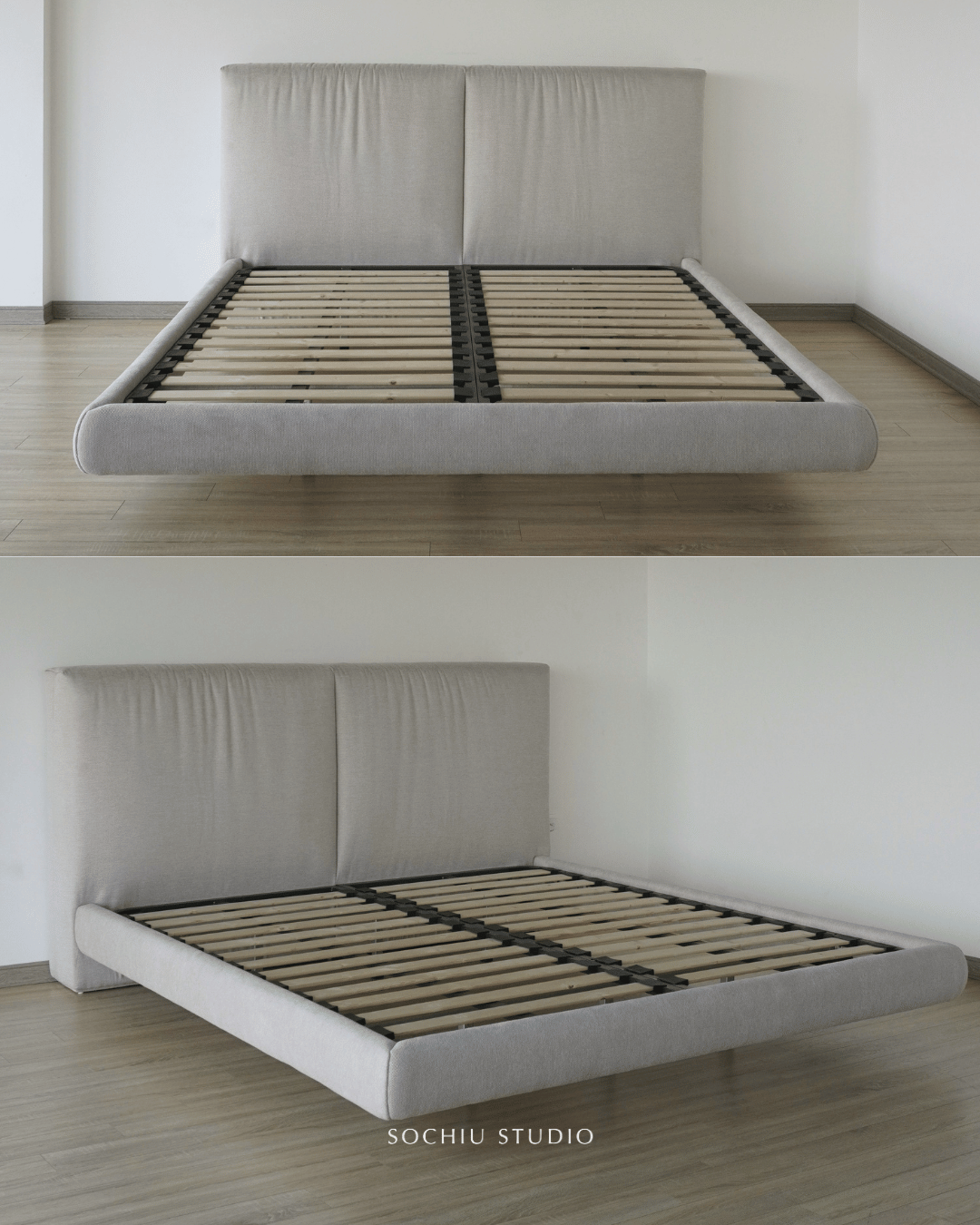 Bay Bed – upholstered bed by Sochiu Studio